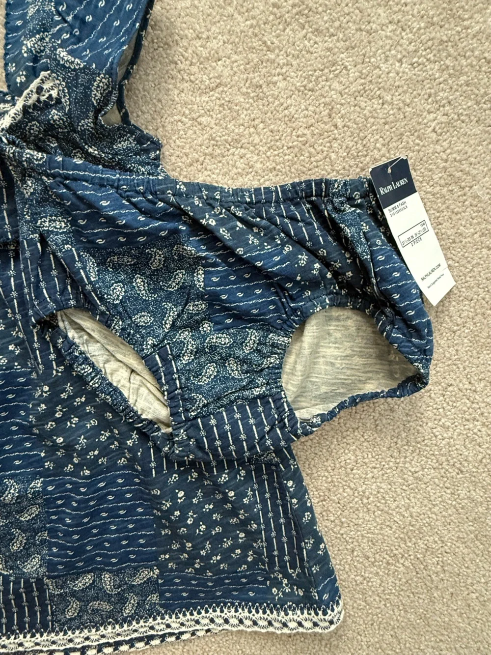 Ralph Lauren Blue Patchwork dress bloomers- size 18months